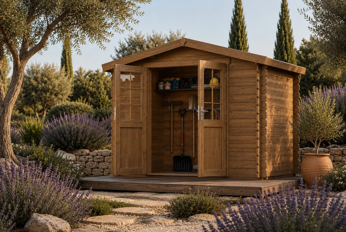 Abri de jardin bois traité autoclave ORIGINE 1D - Toit double pente - 4,69 m² - Madriers 28 mm