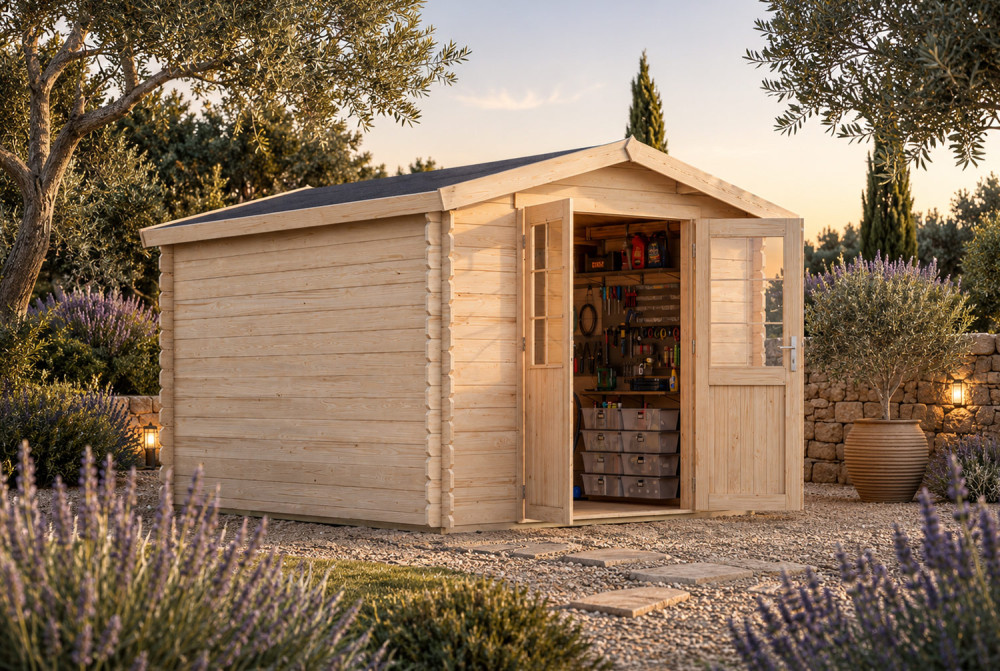Abri de jardin bois brut ORIGINE 5A - 28mm- 9.68m²
