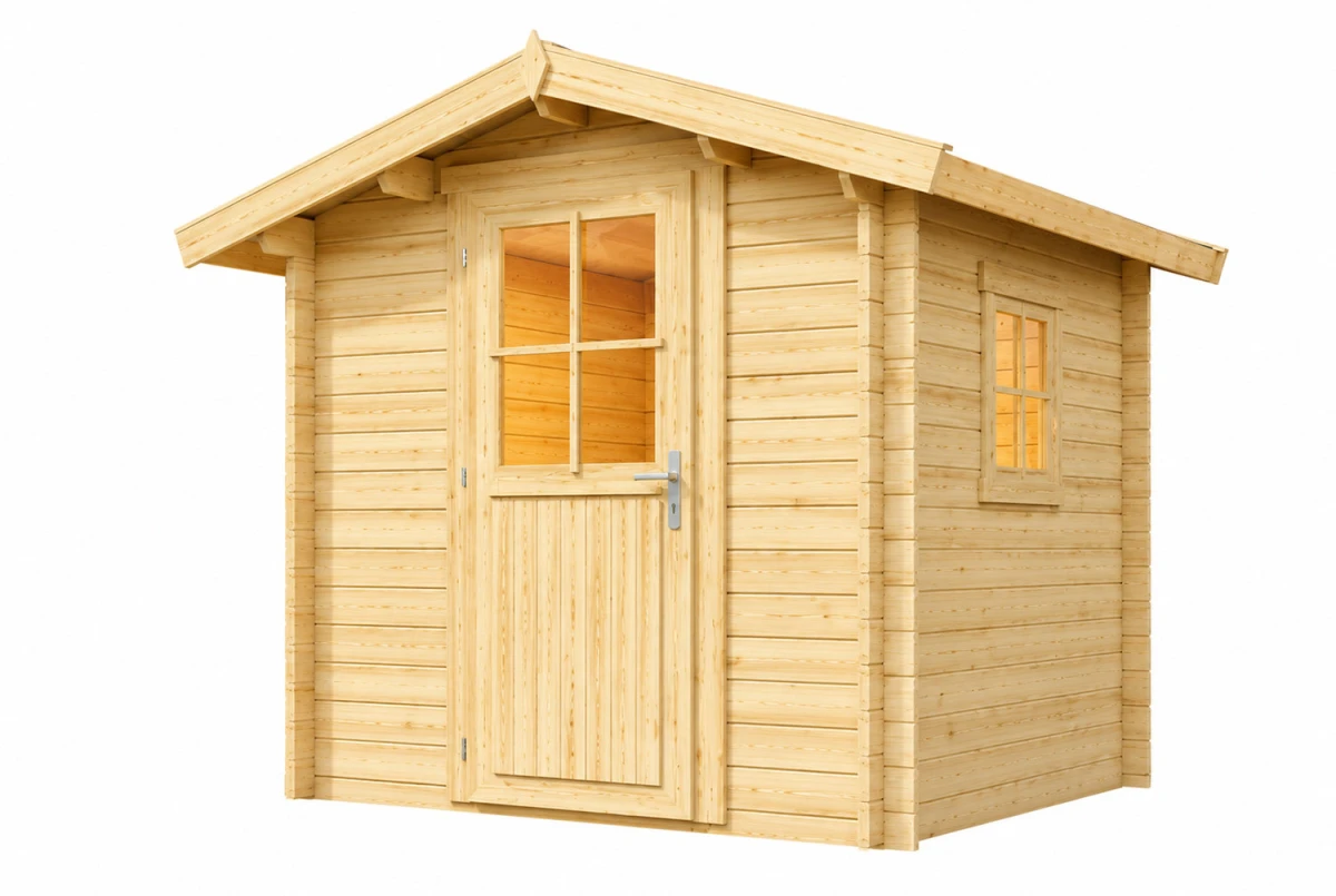 Abri de jardin bois brut ORIGINE 1C - Toit double pente - 4,18 m² - Madriers 28 mm