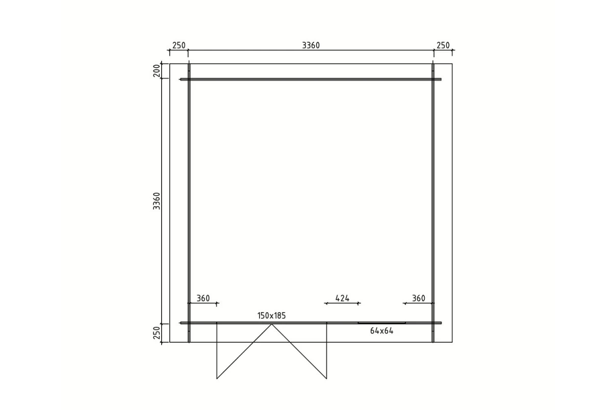 Abri de jardin bois brut ORIGINE 5F - Toit double pente - 10,92 m² - Madriers 28 mm