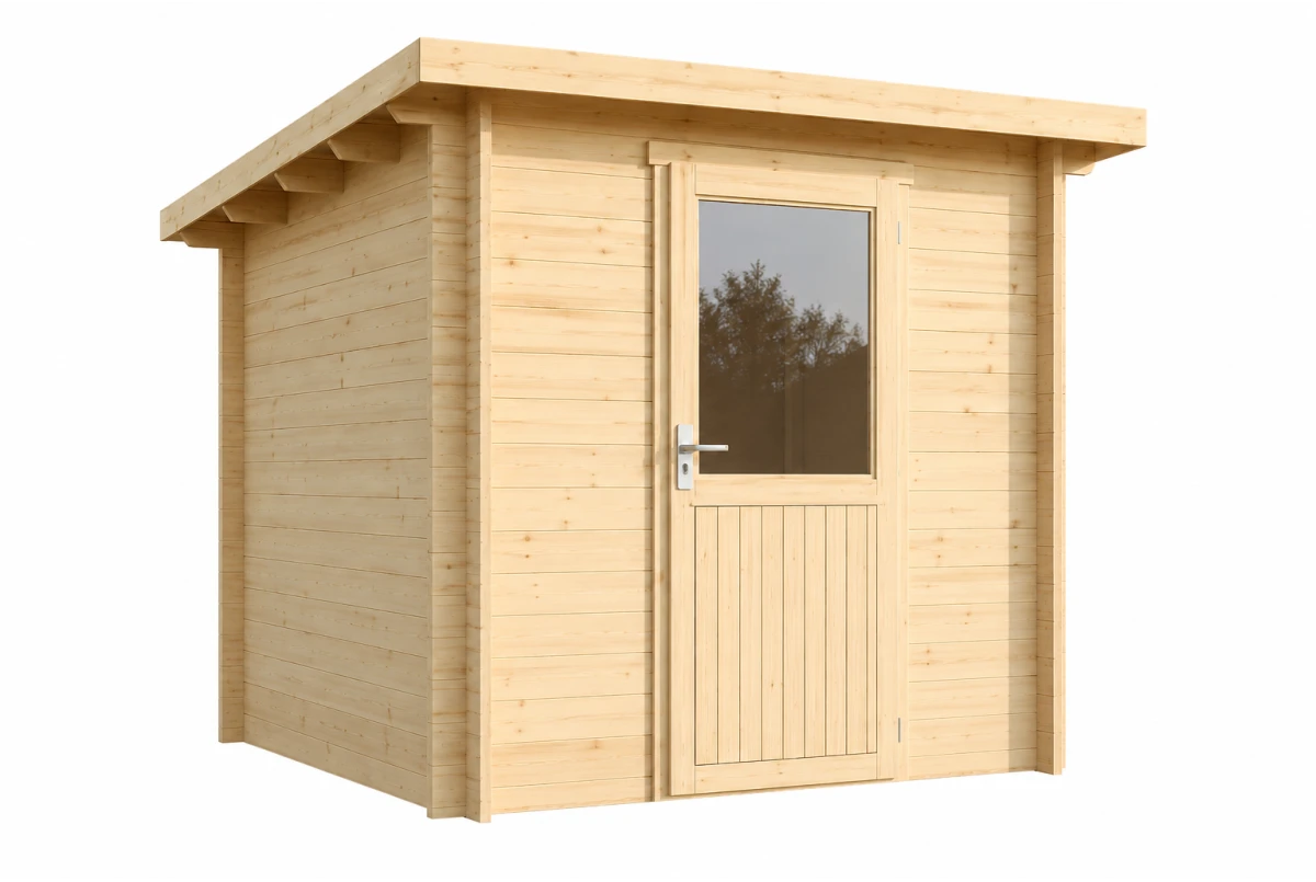Abri de jardin bois brut HORIZON 1A - Toit plat - 4,18 m² - Madriers 28 mm