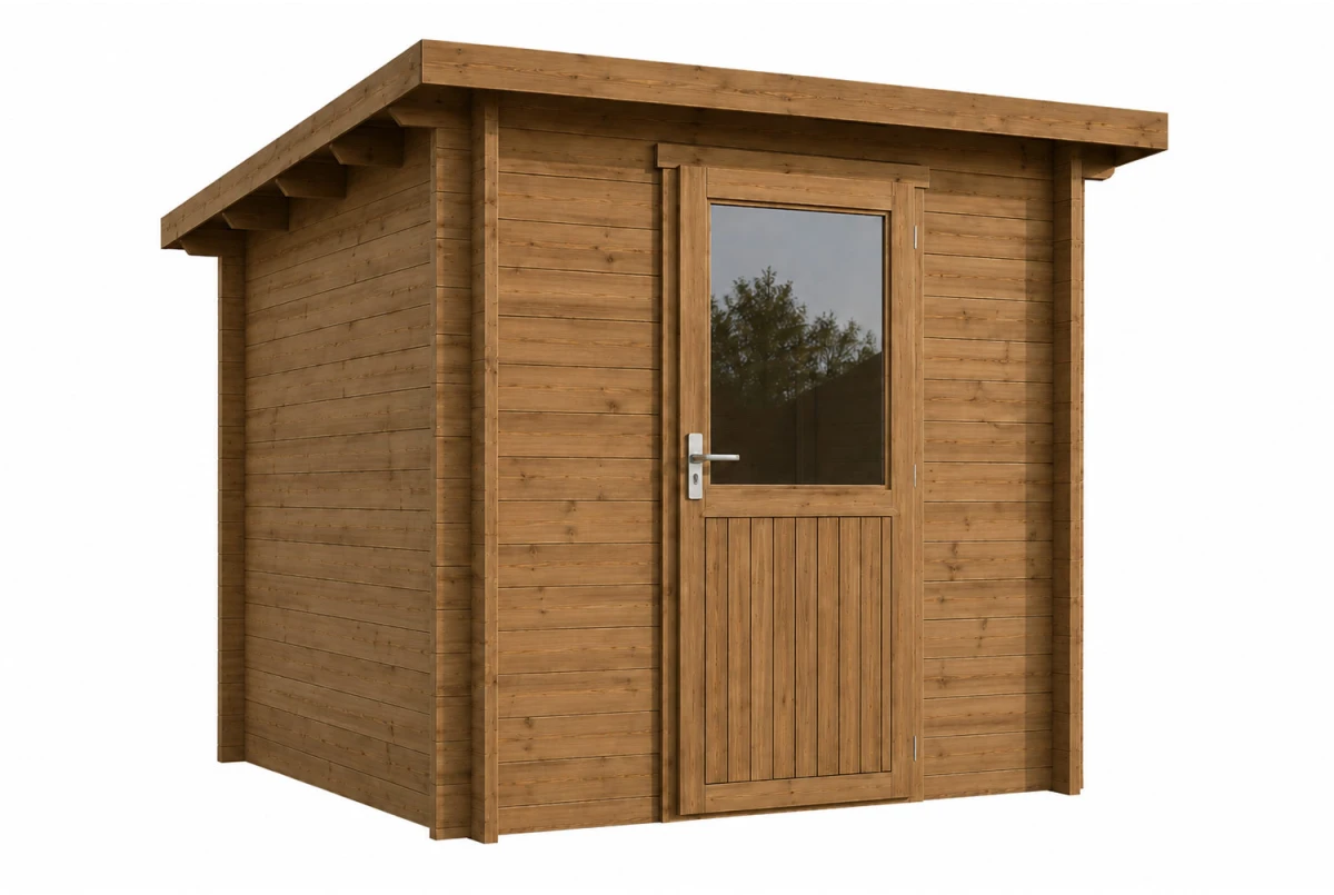 Abri de jardin bois traité autoclave HORIZON 1A - Toit plat - 4,18m² - Madriers 28 mm