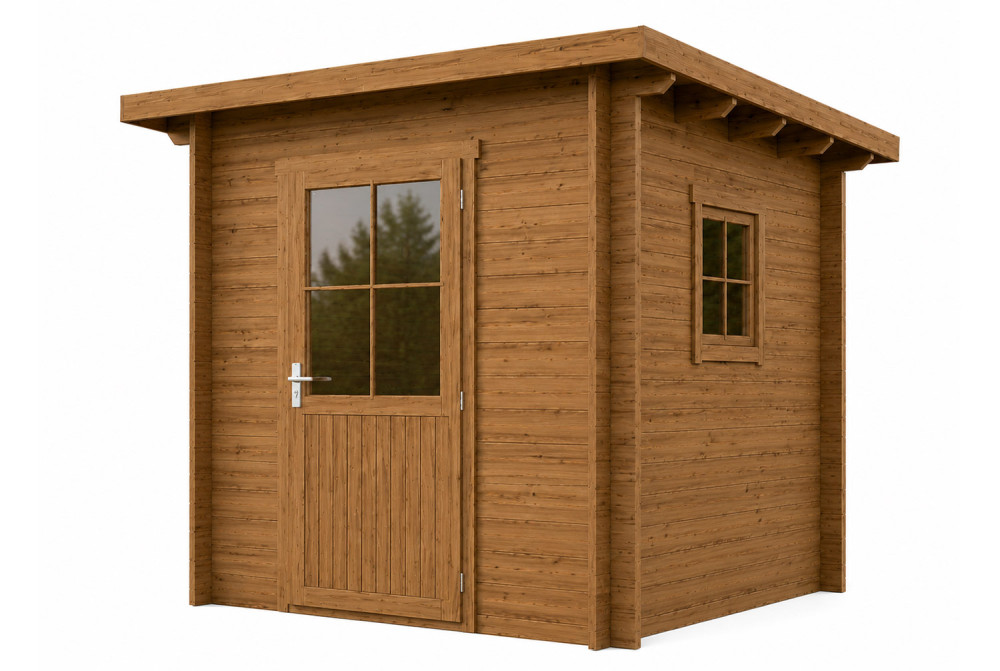 Abri de jardin bois traité autoclave HORIZON 1C - Toit plat - 4,18 m² - Madriers 28 mm
