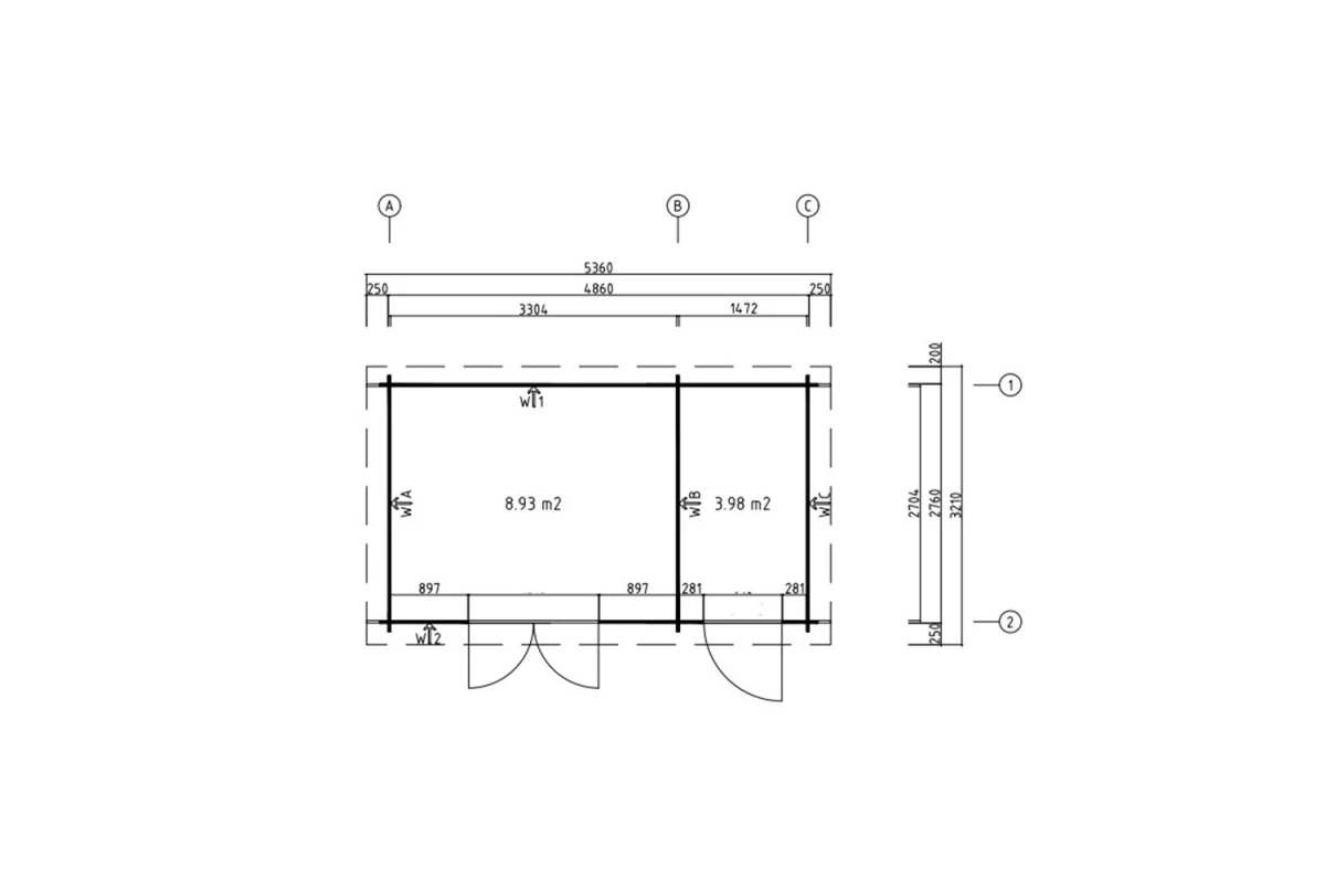 Abri de jardin bois traité autoclave HORIZON 4H - Toit plat - 2 pièces - 12,91 m² - Madriers 28 mm