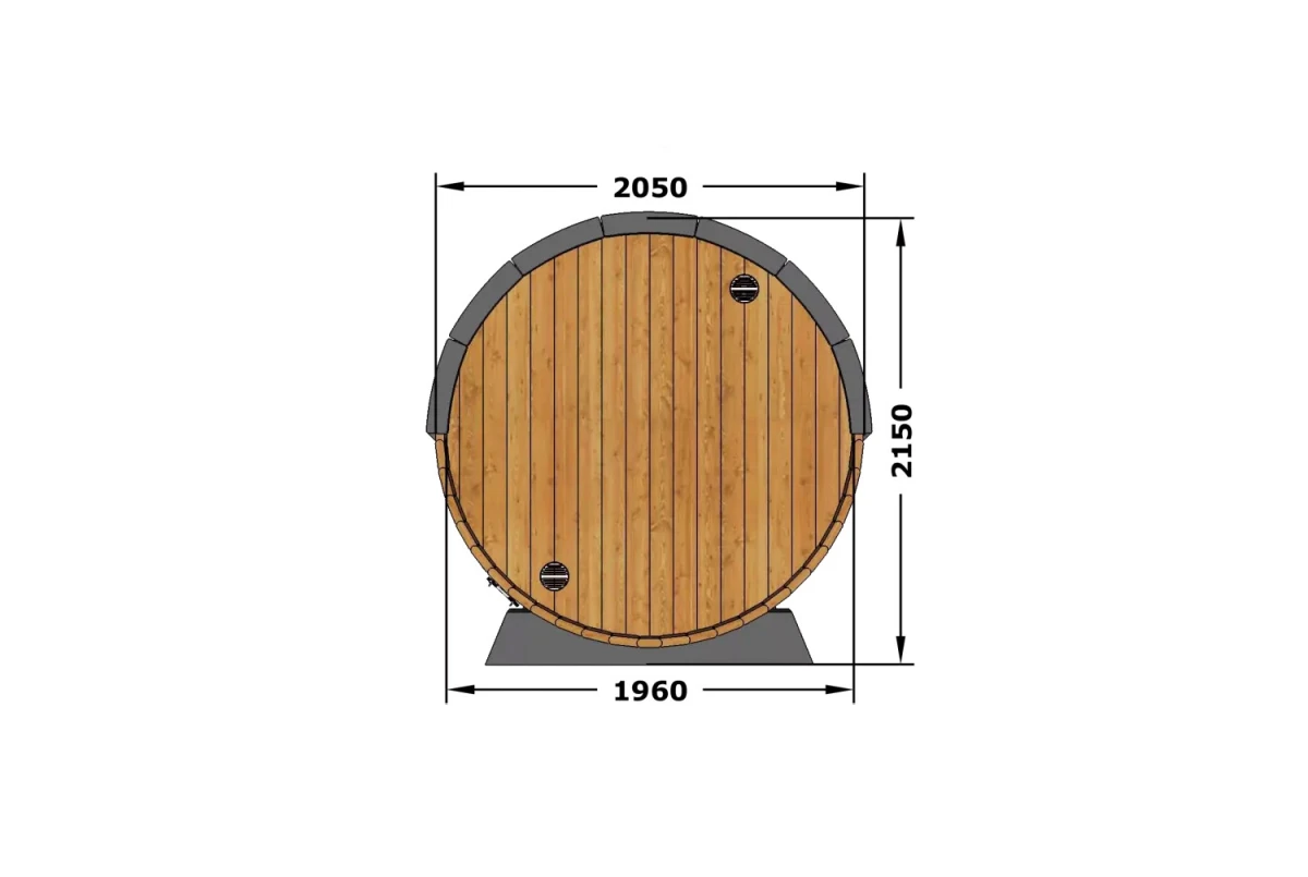 Sauna tonneau extérieur AURORA 250 – Bois thermotraité – Madriers 42 mm