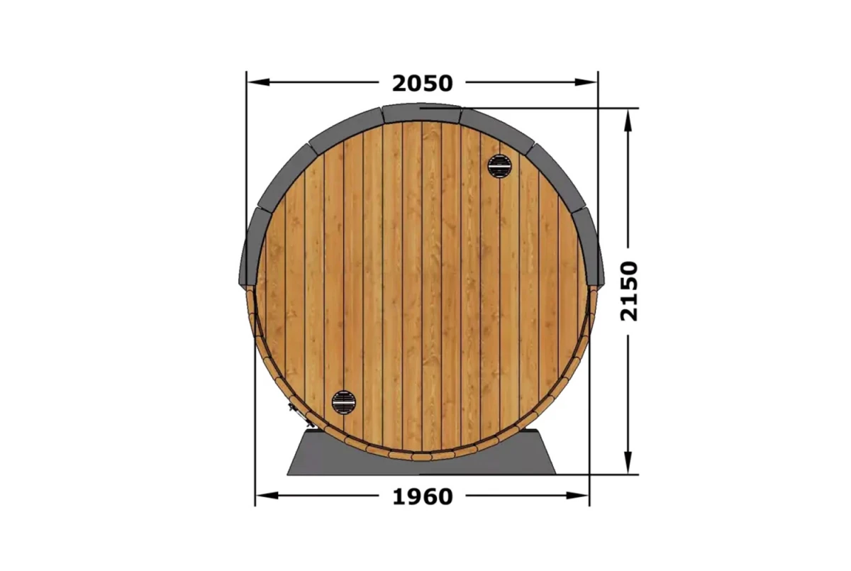 Sauna tonneau extérieur AURORA 300 – Bois thermotraité – Madriers 42 mm