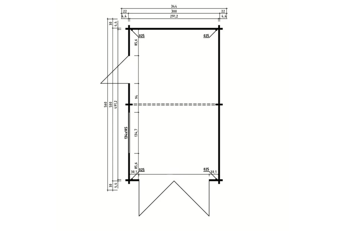 Garage bois brut AURA A - Toit double pente - 1 voiture - 14,30 m² - Madriers 44 mm