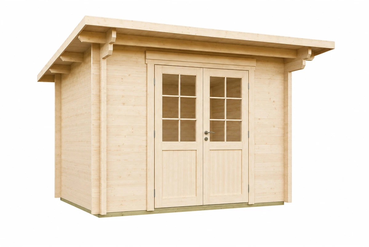 Abri de jardin bois brut CANOPÉE 44 A - Toit monopente - 8,48 m² - Madriers 44 mm