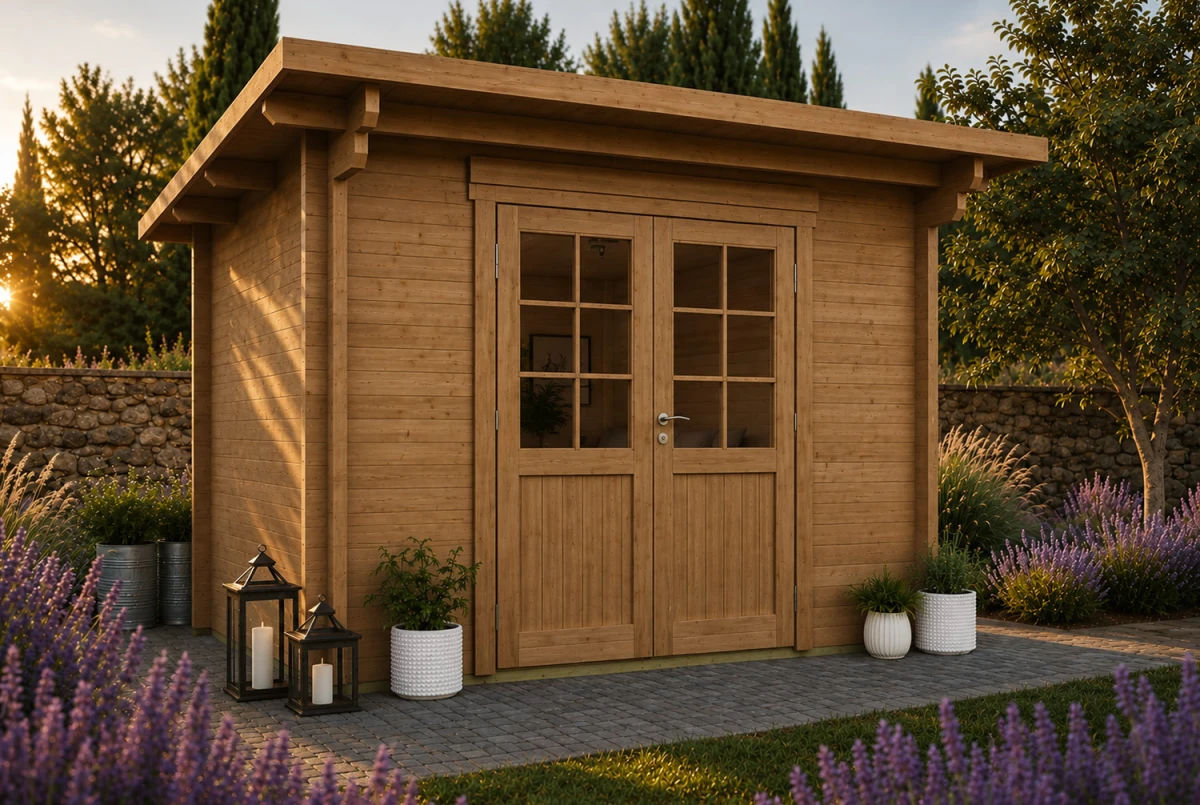 Abri de jardin bois traité autoclave CANOPÉE 44 A - Toit monopente - 8,48 m² - Madriers 44 mm