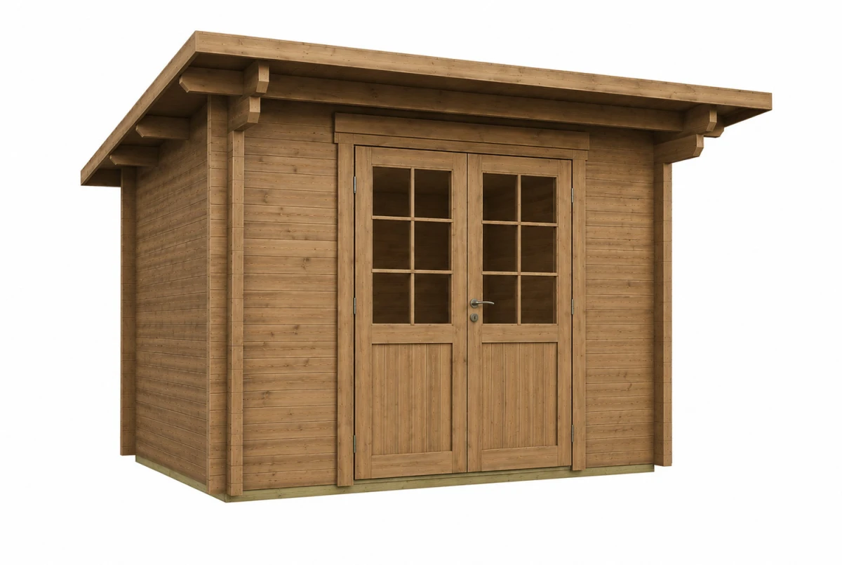 Abri de jardin bois traité autoclave CANOPÉE 44 A - Toit monopente - 8,48 m² - Madriers 44 mm