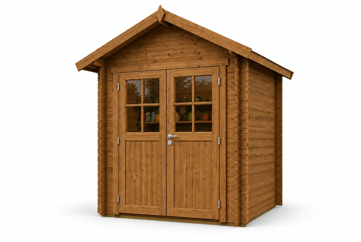 Abri de jardin bois traité autoclave MISTRAL A - Toit double pente - 3,10 m² - Madriers 44 mm