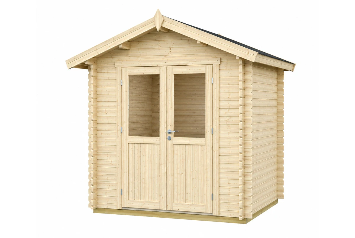 Abri de jardin bois brut MISTRAL C - Toit double pente - 4,42 m² - Madriers 44 mm