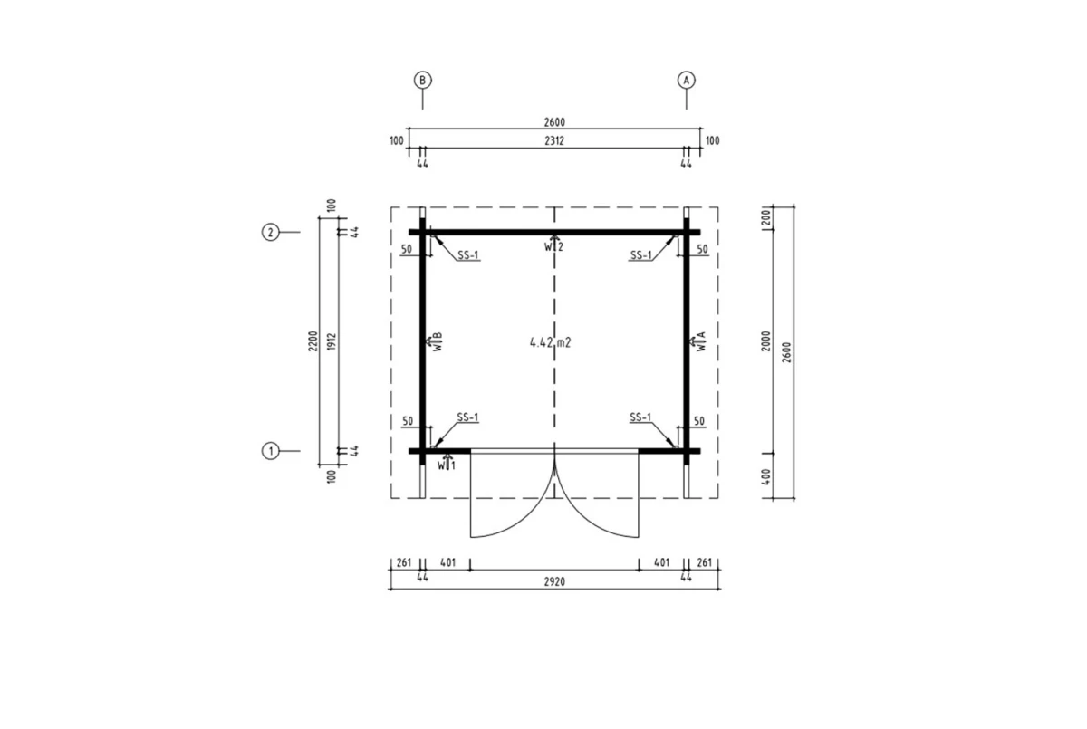 Abri de jardin bois traité autoclave MISTRAL C - Toit double pente - 4,42 m² - Madriers 44 mm