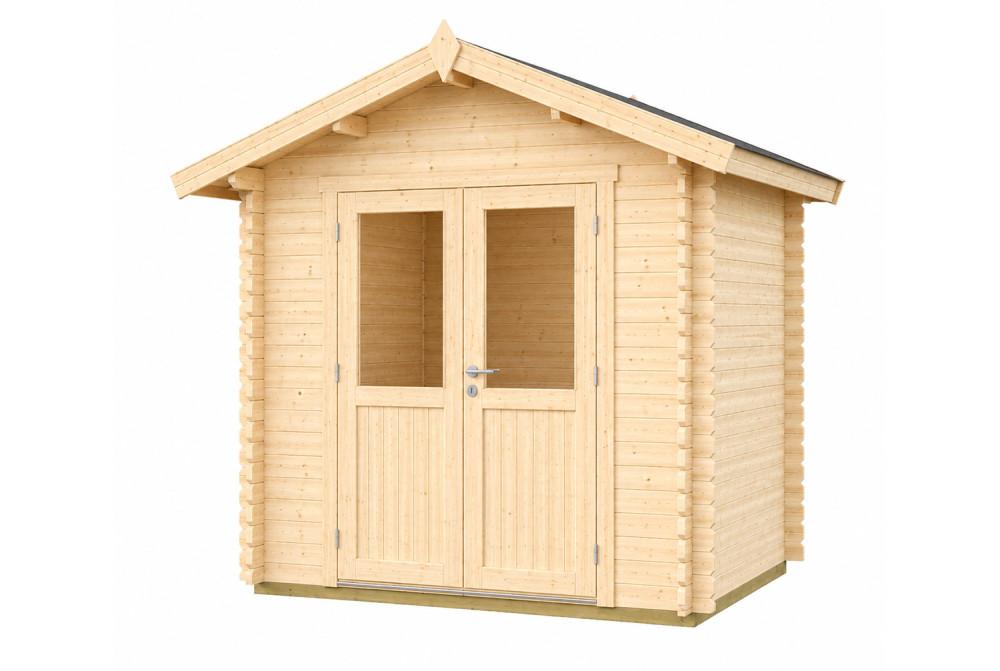 Abri de jardin bois brut MISTRAL E - Toit double pente - 6,73 m² - Madriers 44 mm