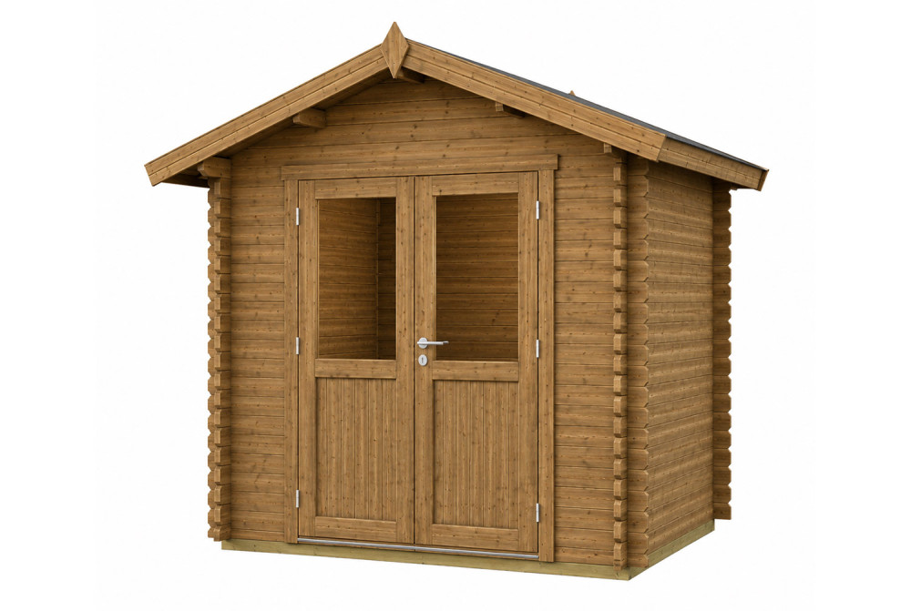 Abri de jardin bois traité autoclave MISTRAL E - Toit double pente - 6,73 m² - Madriers 44 mm