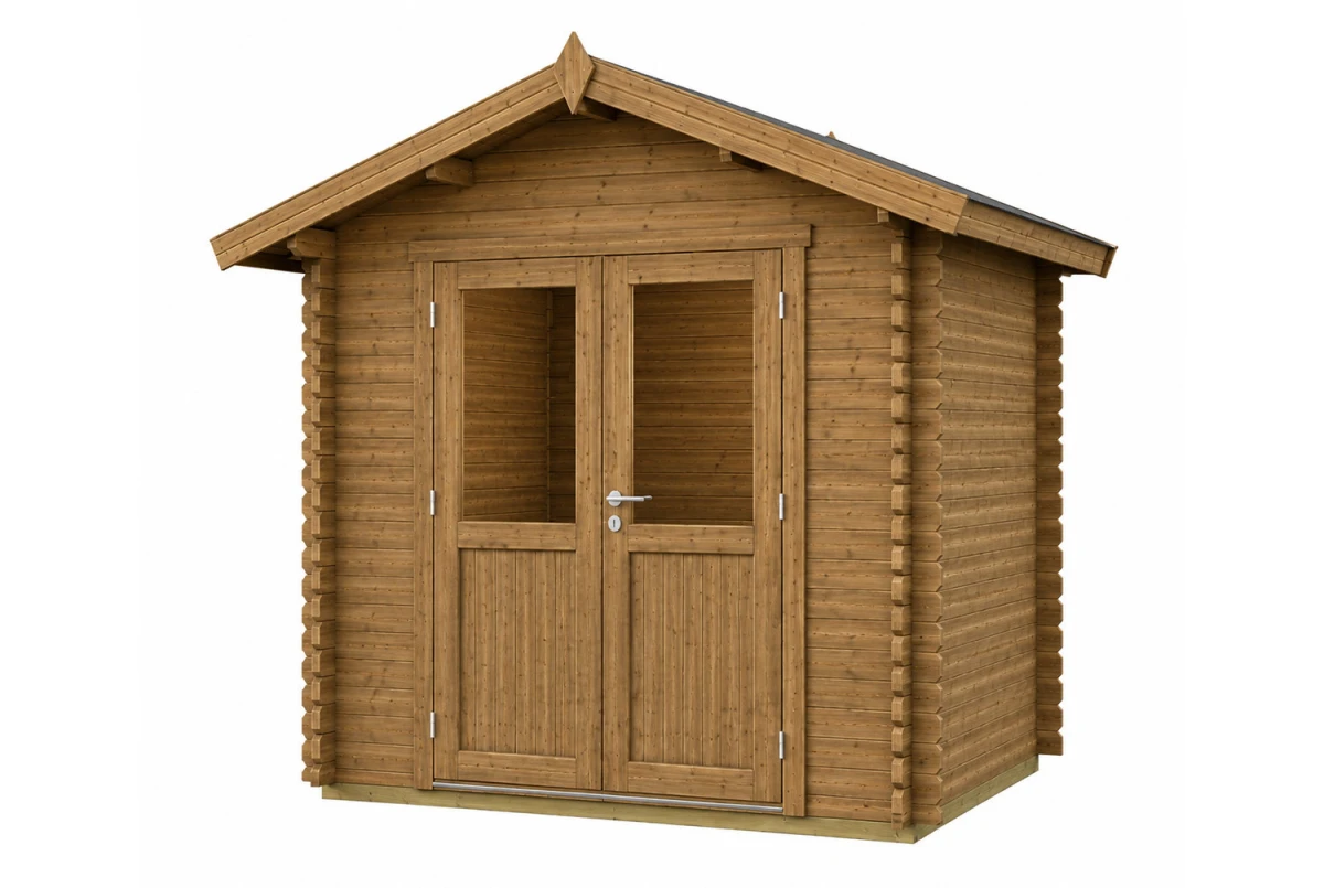Abri de jardin bois traité autoclave MISTRAL E - Toit double pente - 6,73 m² - Madriers 44 mm