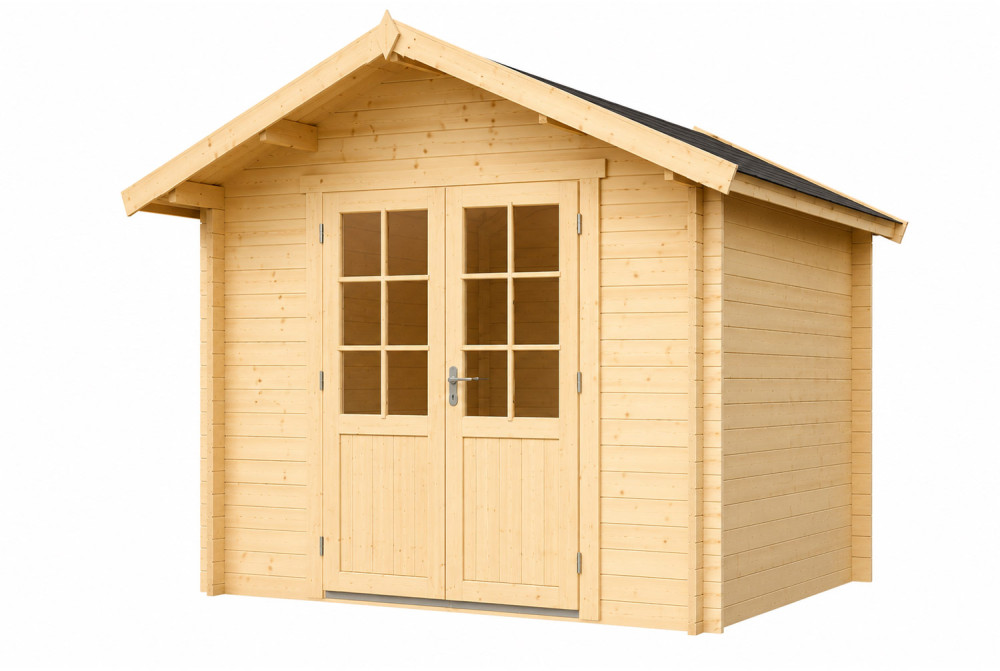 Abri de jardin bois brut MISTRAL G - Toit double pente - 8,48 m² - Madriers 44 mm