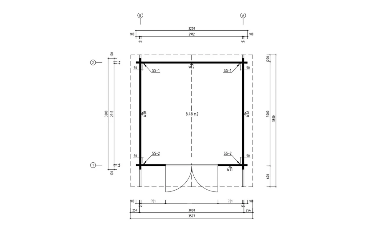Abri de jardin bois traité autoclave MISTRAL G - Toit double pente - 8,48 m² - Madriers 44 mm