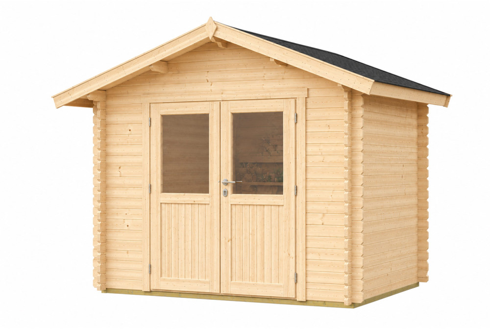 Abri de jardin bois brut MISTRAL H - Toit double pente - 10,23 m² - Madriers 44 mm