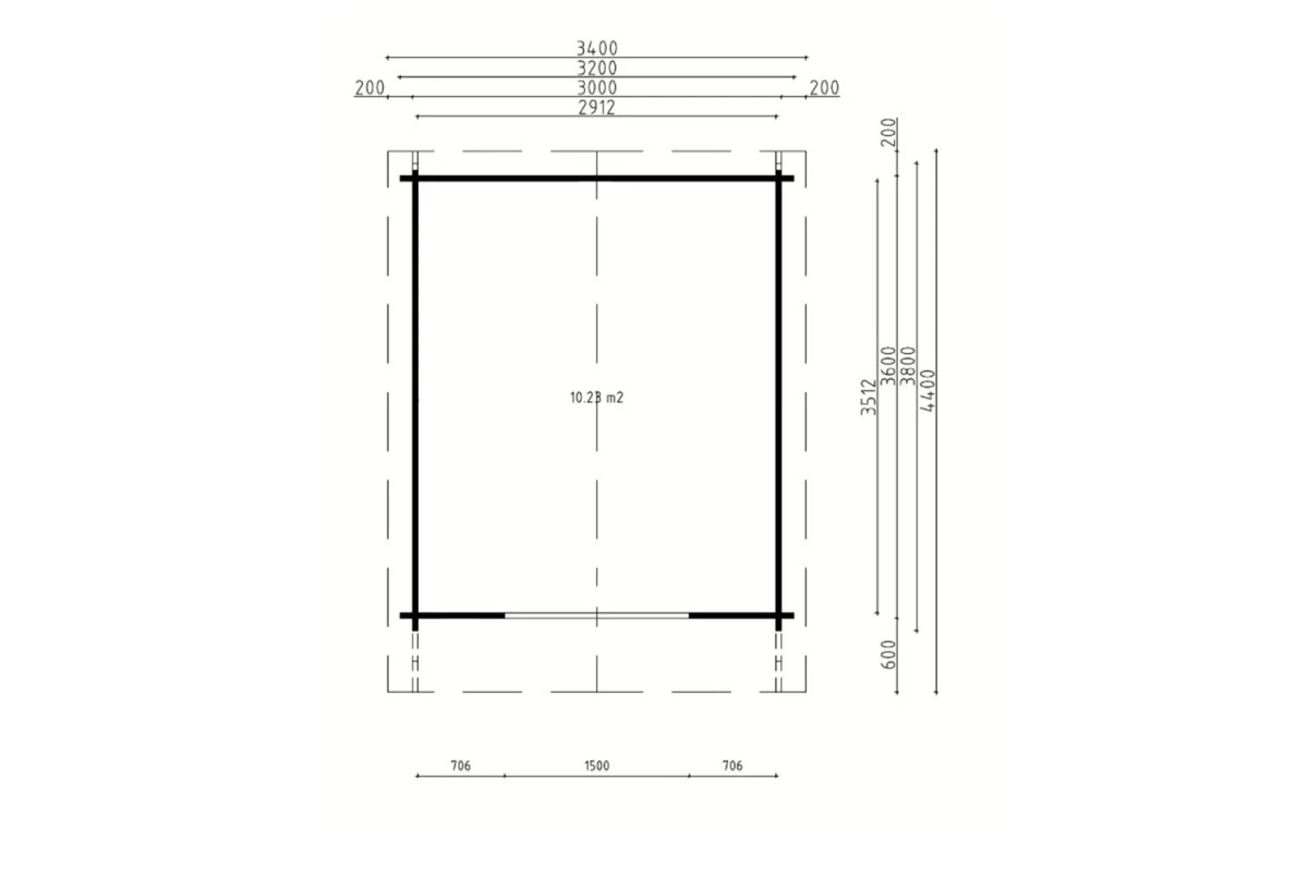Abri de jardin bois traité autoclave MISTRAL H - Toit double pente - 10,23 m² - Madriers 44 mm