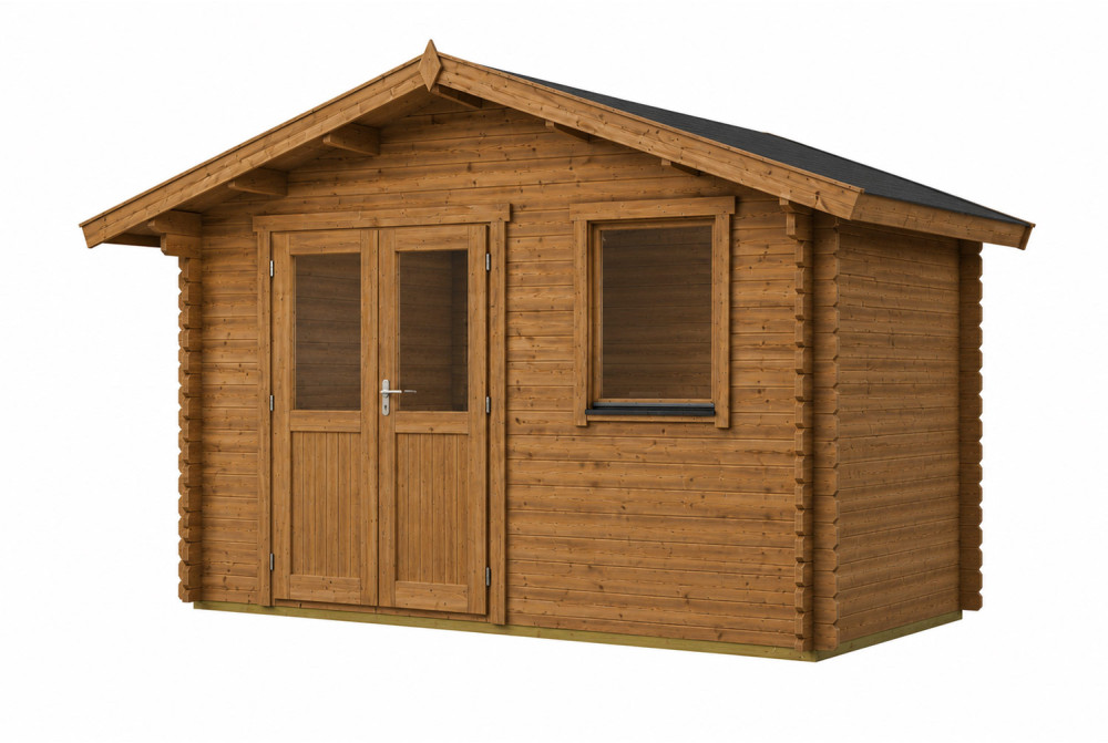 Abri de jardin bois traité autoclave MISTRAL I - Toit double pente - 10,23 m² - Madriers 44 mm