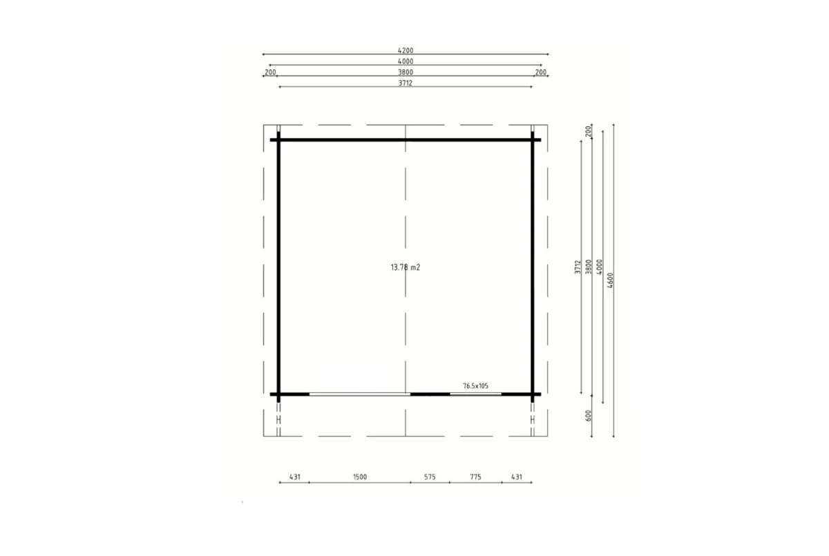Abri de jardin bois traité autoclave MISTRAL J - Toit double pente - 13,78 m² - Madriers 44 mm