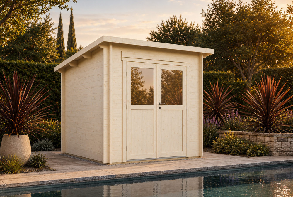 Abri de jardin bois brut ALTO 44 A - Toit monopente - 5,35 m² - Madriers 44 mm