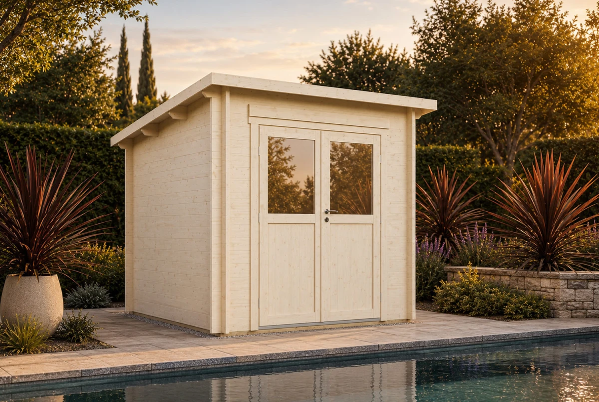 Abri de jardin bois brut ALTO 44 A - Toit monopente - 5,35 m² - Madriers 44 mm