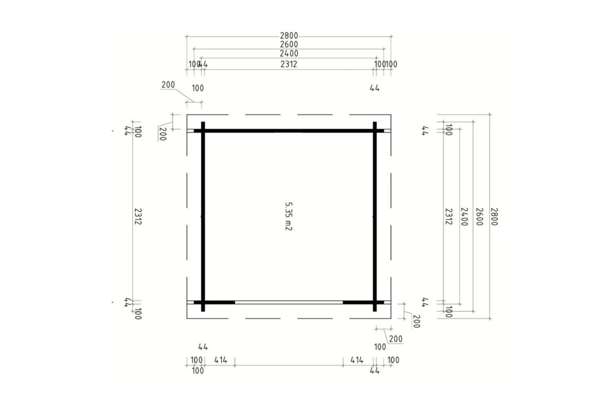 Abri de jardin bois brut ALTO 44 A - Toit monopente - 5,35 m² - Madriers 44 mm