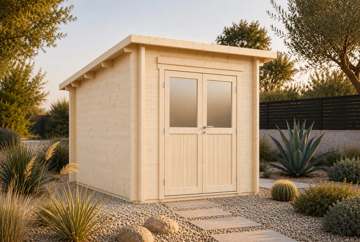 Abri de jardin bois brut ALTO 44 B - Toit monopente - 6,73 m² - Madriers 44 mm
