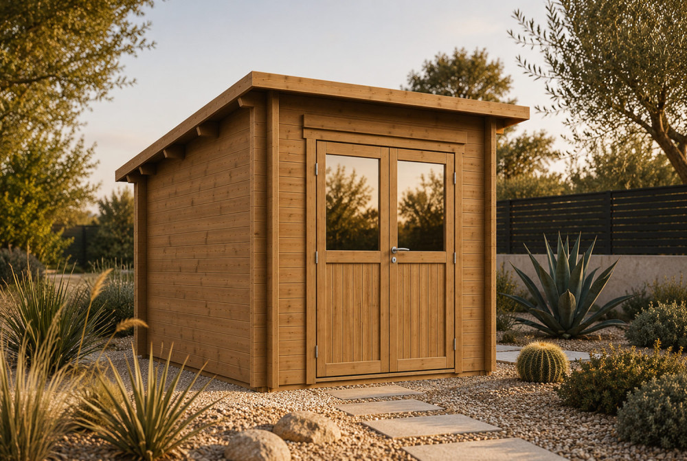 Abri de jardin bois traité autoclave ALTO 44 B - Toit monopente - 6,73 m² - Madriers 44 mm