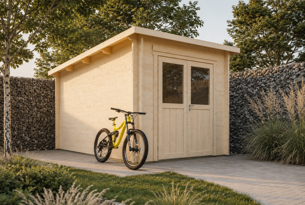 Abri de jardin bois brut ALTO 44 C - Toit monopente - 8,58 m² - Madriers 44 mm