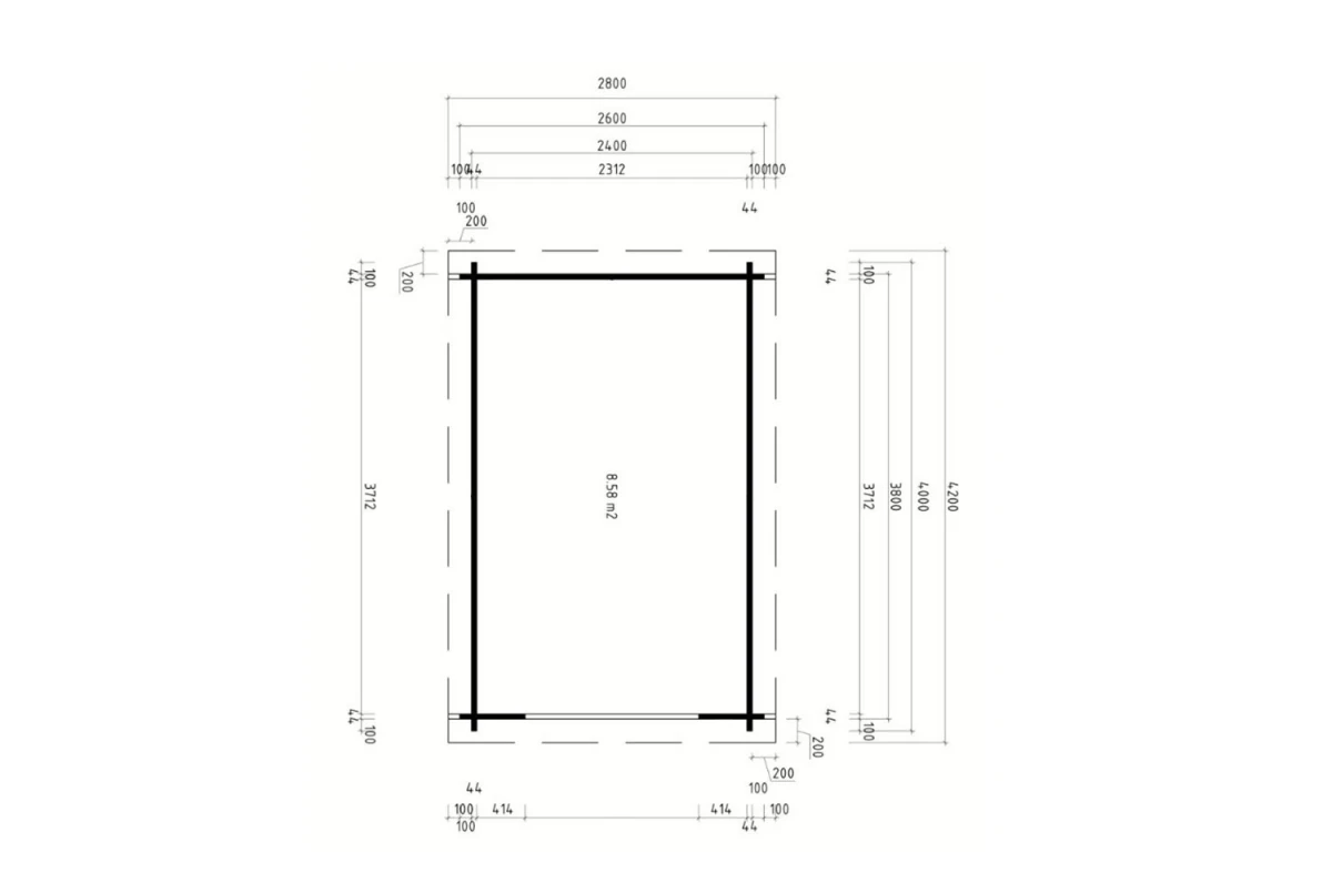 Abri de jardin bois brut ALTO 44 C - Toit monopente - 8,58 m² - Madriers 44 mm