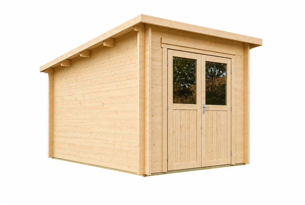 Abri de jardin bois brut ALTO 44 C - Toit monopente - 8,58 m² - Madriers 44 mm