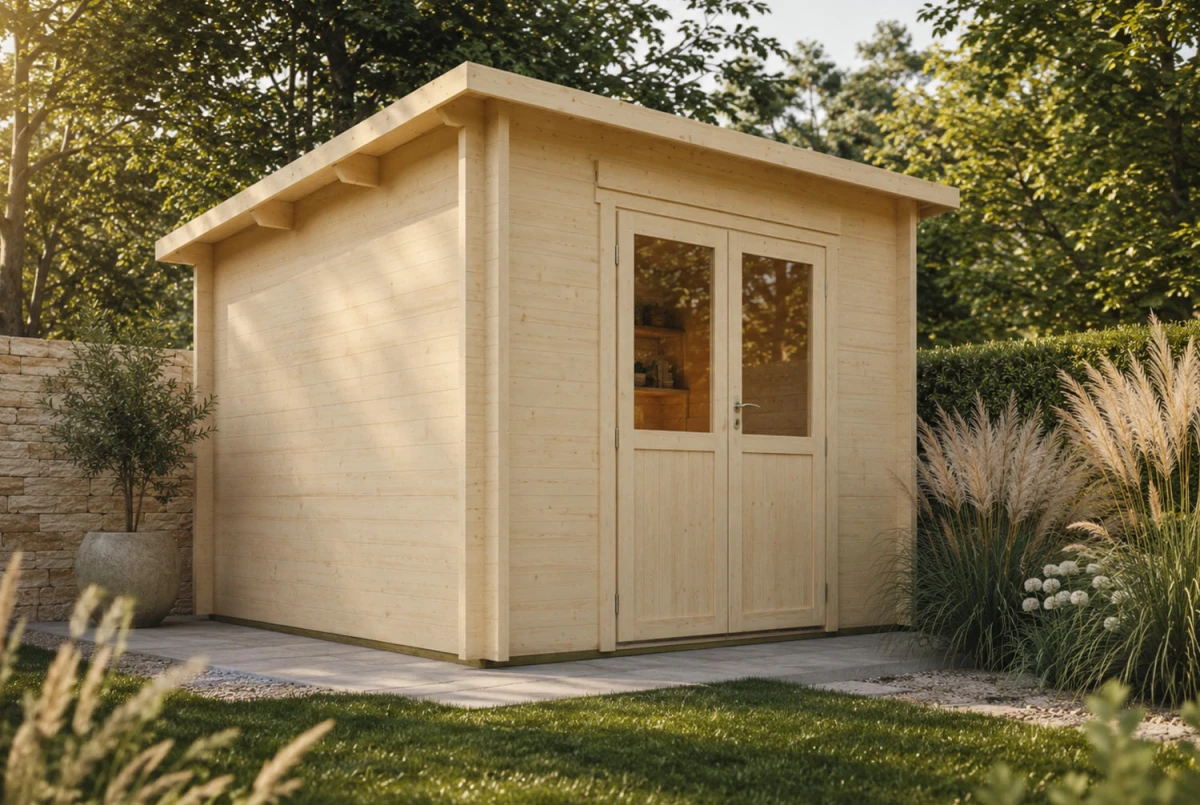 Abri de jardin bois brut ALTO 44 D - Toit monopente - 6,73 m² - Madriers 44 mm