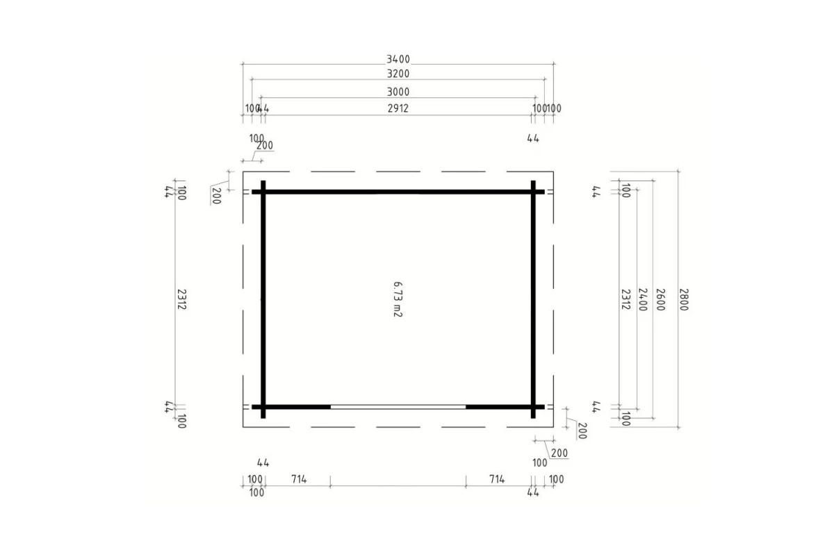 Abri de jardin bois brut ALTO 44 D - Toit monopente - 6,73 m² - Madriers 44 mm