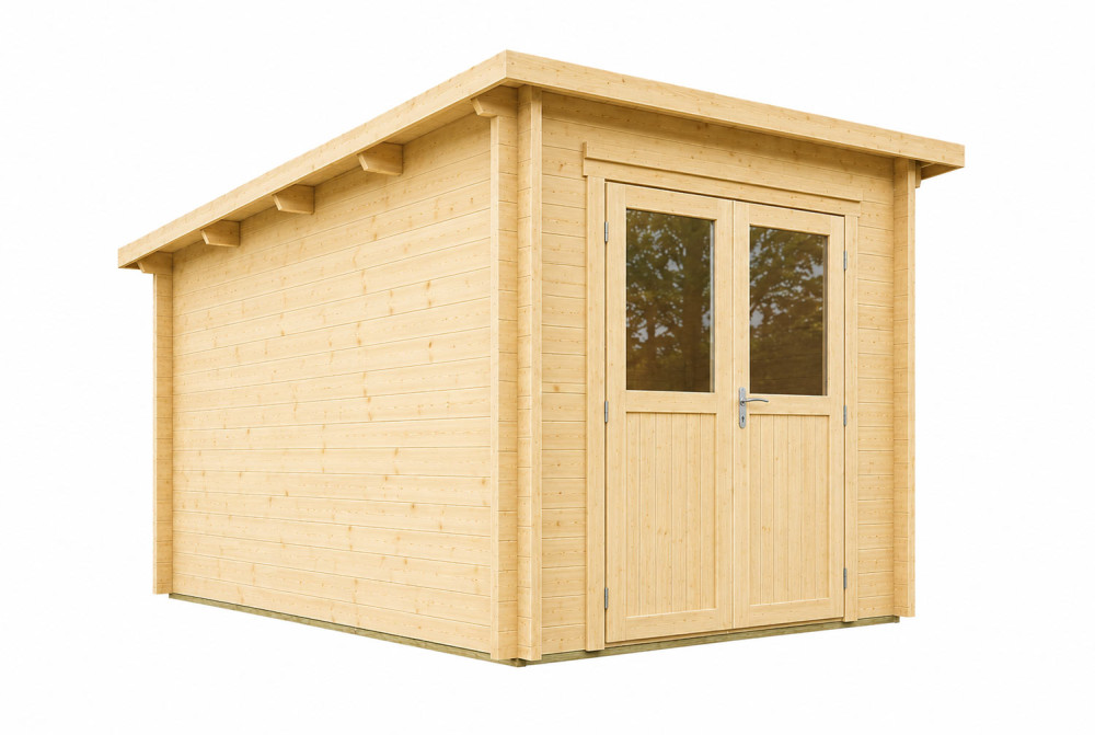 Abri de jardin bois brut ALTO 44 D - Toit monopente - 6,73 m² - Madriers 44 mm