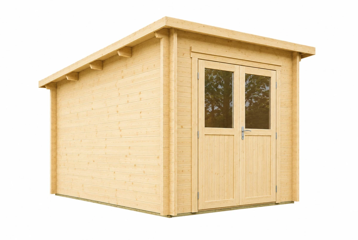 Abri de jardin bois brut ALTO 44 D - Toit monopente - 6,73 m² - Madriers 44 mm