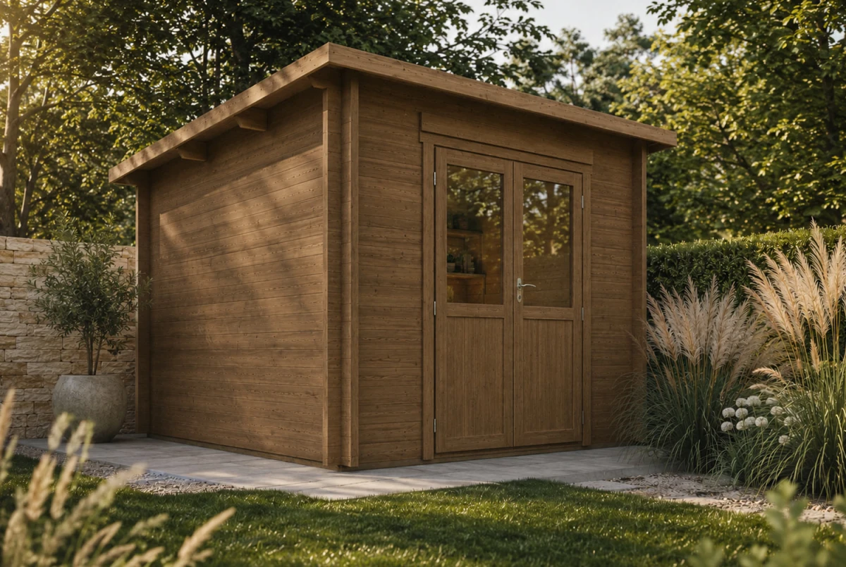 Abri de jardin bois traité autoclave ALTO 44 D - Toit monopente - 6,73 m² - Madriers 44 mm
