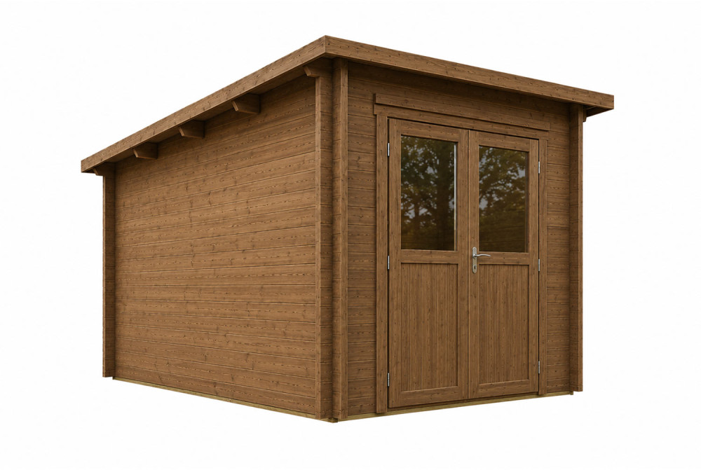 Abri de jardin bois traité autoclave ALTO 44 D - Toit monopente - 6,73 m² - Madriers 44 mm