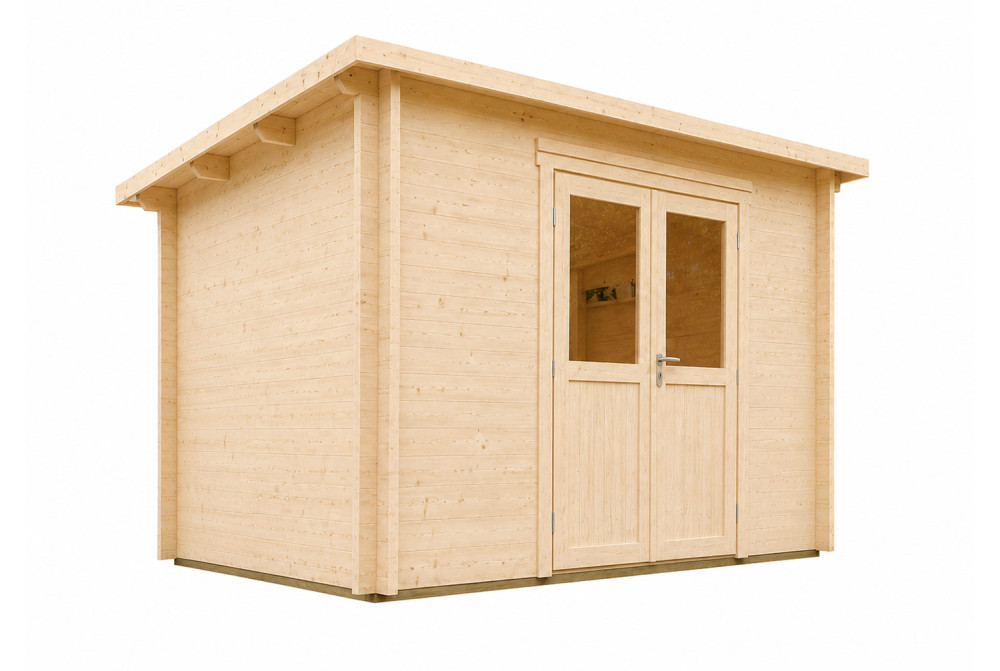 Abri de jardin bois brut ALTO 44 E - Toit monopente - 8,58 m² - Madriers 44 mm