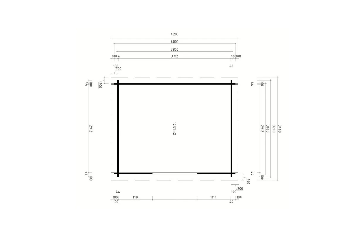 Abri de jardin bois traité autoclave ALTO 44 G - Toit monopente - 10,81 m² - Madriers 44 mm