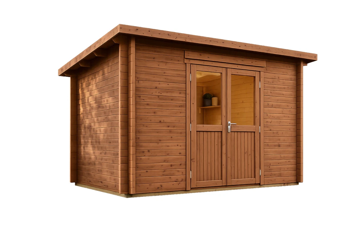 Abri de jardin bois traité autoclave ALTO 44 G - Toit monopente - 10,81 m² - Madriers 44 mm