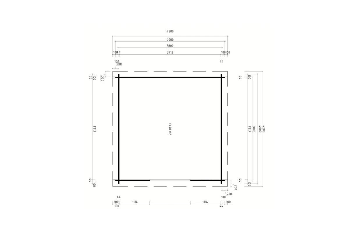 Abri de jardin bois brut ALTO 44 I - Toit monopente - 13,78 m² - Madriers 44 mm