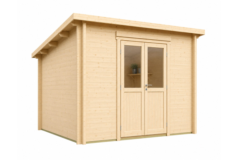 Abri de jardin bois brut ALTO 44 I - Toit monopente - 13,78 m² - Madriers 44 mm