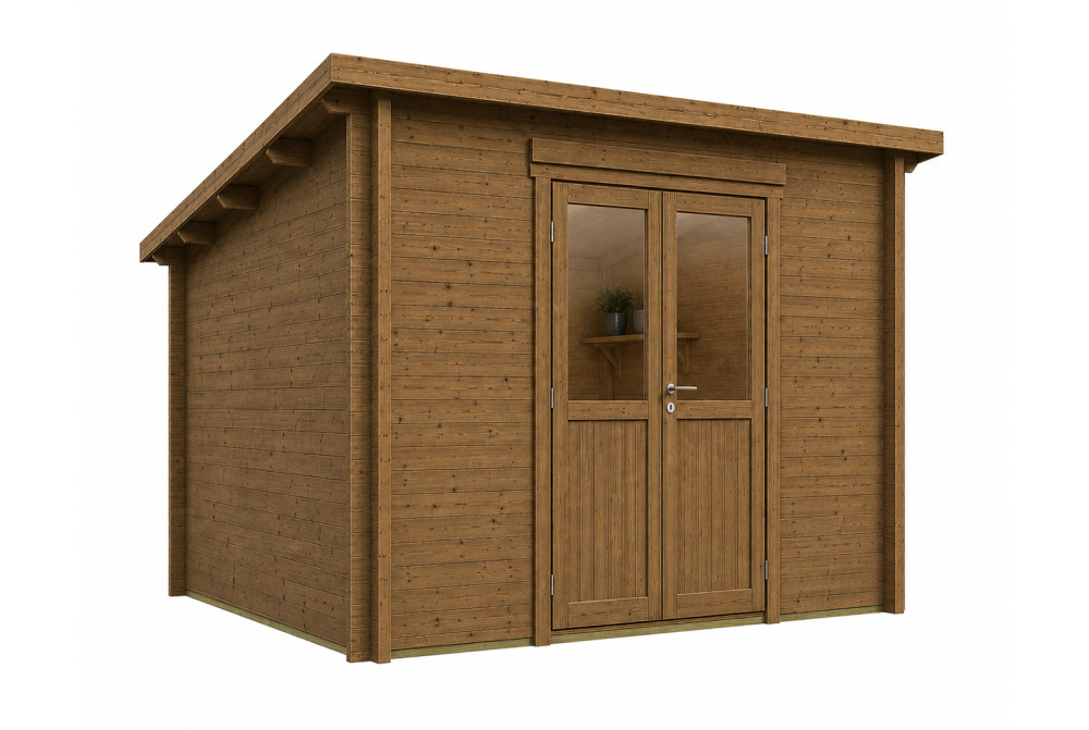 Abri de jardin bois traité autoclave ALTO 44 I - Toit monopente - 13,78 m² - Madriers 44 mm