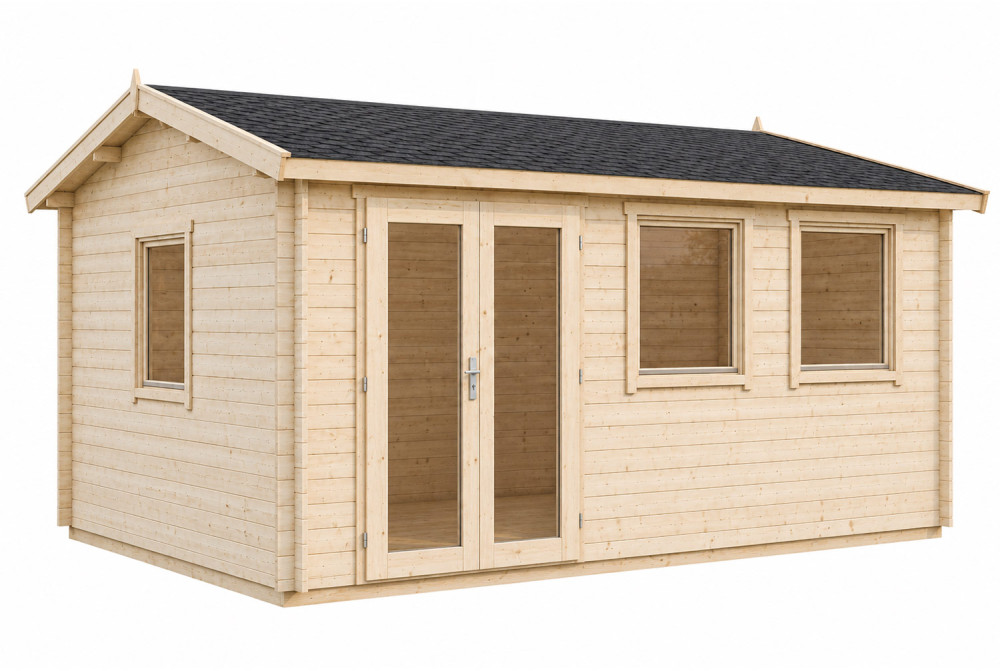 Abri de jardin bois bois brut CÉLESTE 19 - Toit double pente - 19,11 m² - Madriers 44 mm