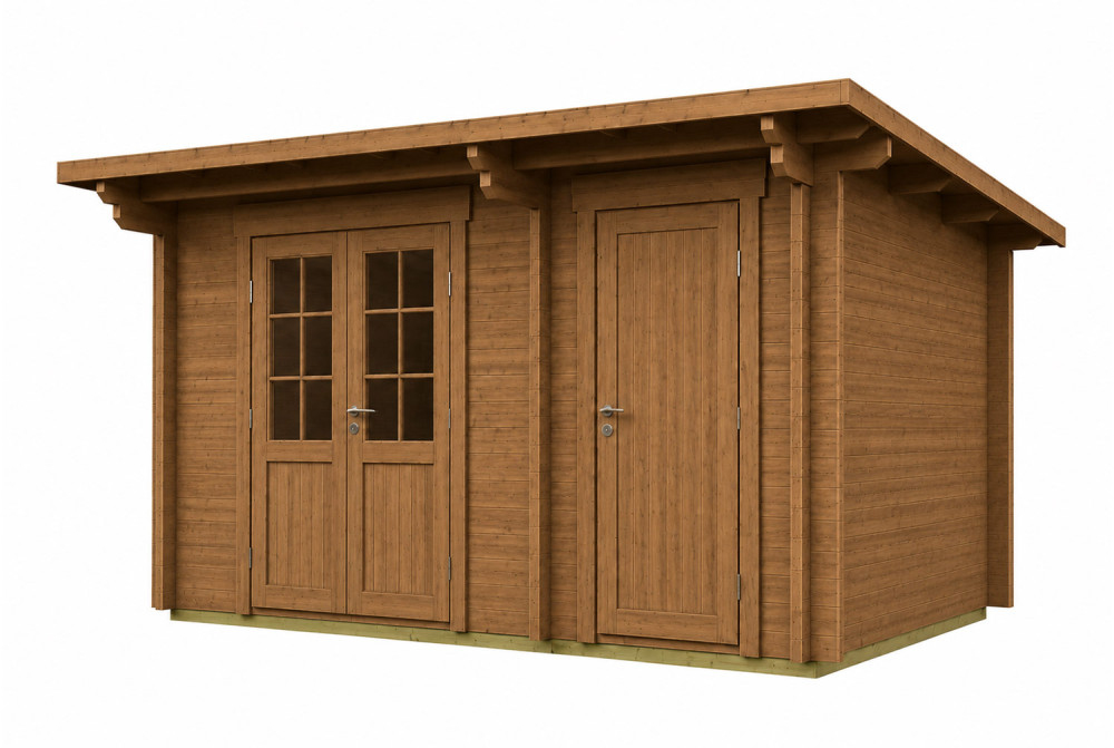 Abri de jardin bois traité autoclave CANOPÉE 44 A2 - Toit monopente - 2 pièces - 12,72 m² - Madriers 44 mm