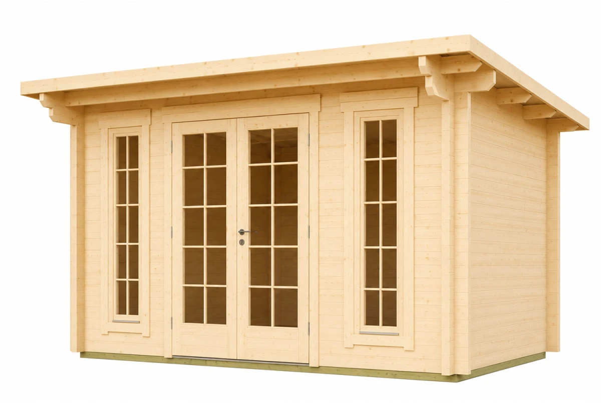 Abri de jardin bois brut CANOPÉE 44 B - Toit monopente - 11,97 m² - Madriers 44 mm