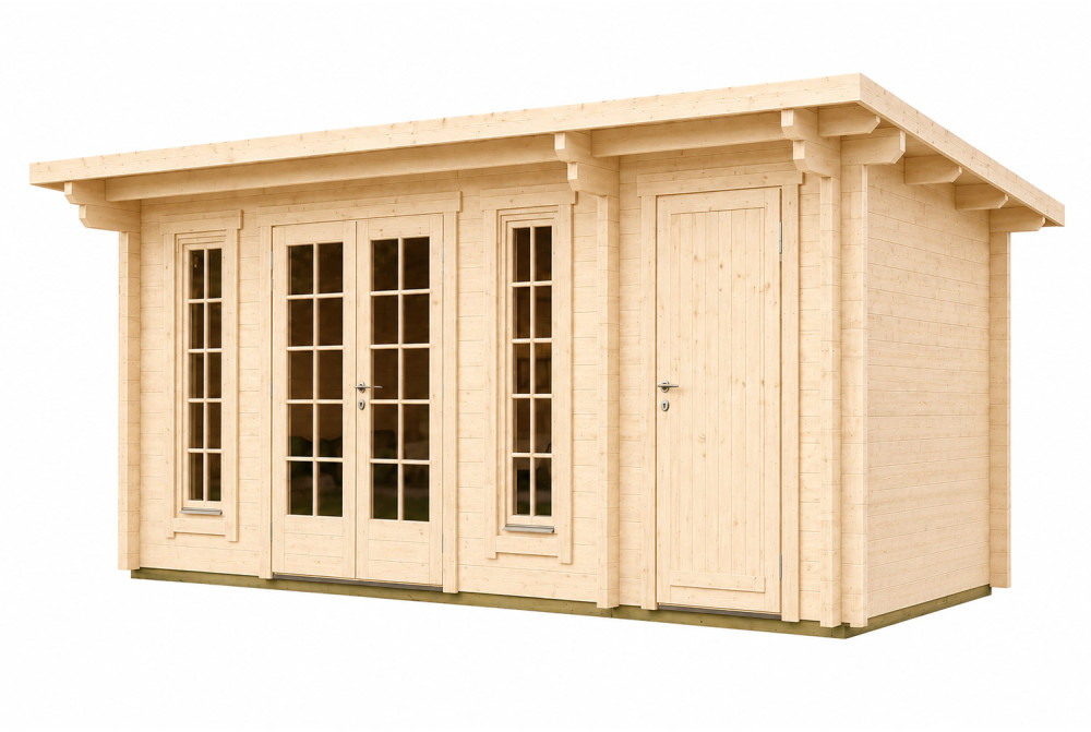 Abri de jardin bois brut CANOPÉE 44 B2 - Toit monopente - 2 pièces - 16,21m² - Madriers 44 mm